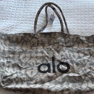 ALO Yoga Taupe Camo Canvas Tote with Branded Tag